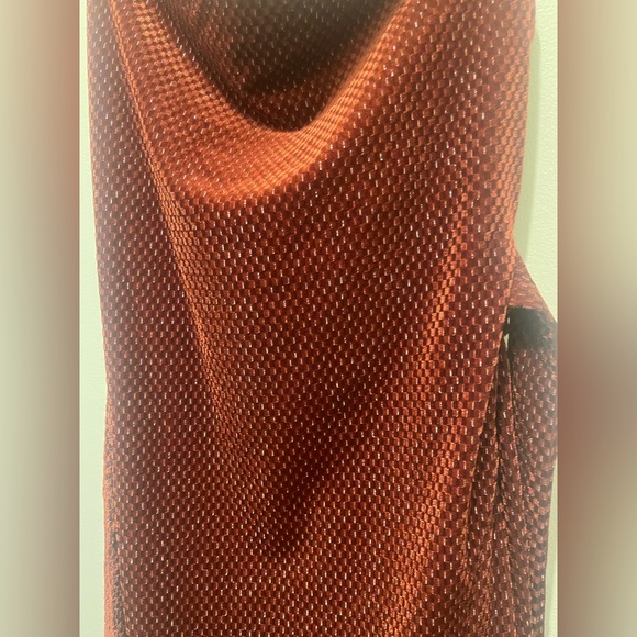Lost + Wander Cinnamon red burgundy burnt orange velvet cowl neck midi dress - Picture 6 of 9